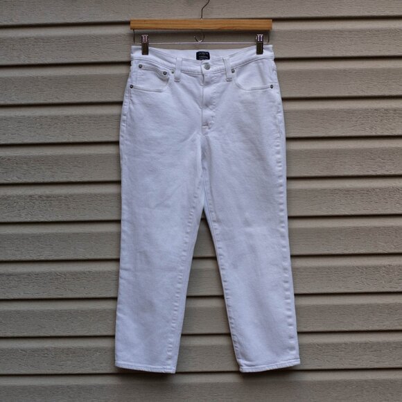 J.Crew Essential Straight Jeans White Denim Cropped 27P Mid Rise Preppy - Picture 1 of 6